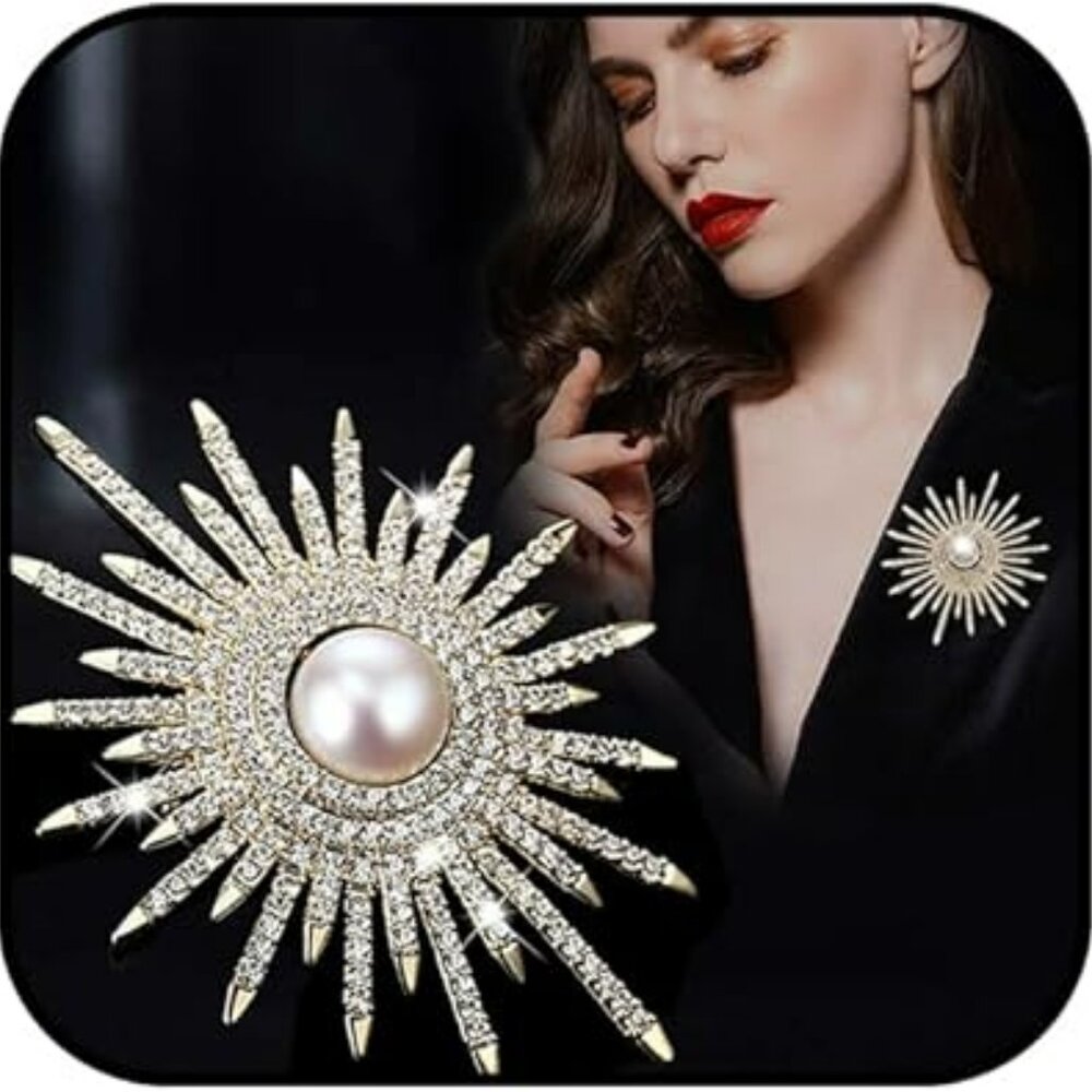 Sunflower Brooch Pin Pearl Brooch for Women Label Pin Classy Jewelry